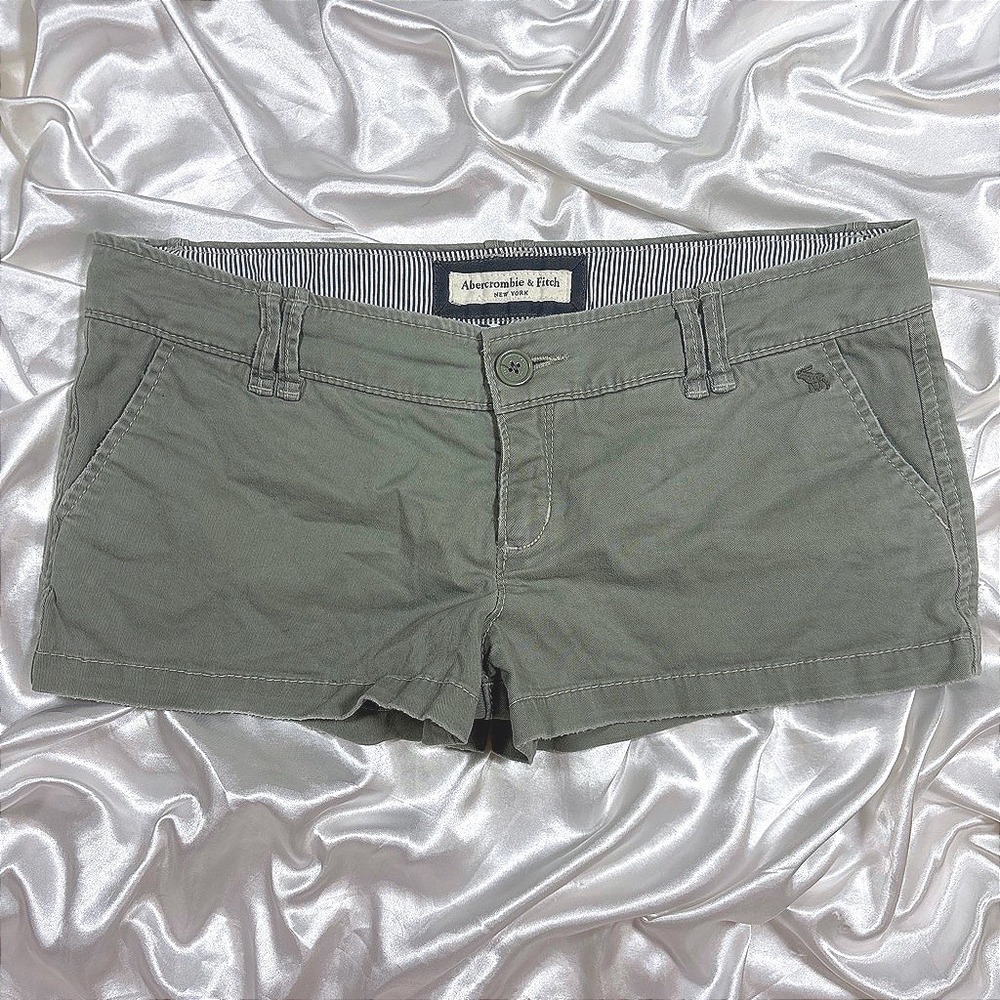 y2k Abercrombie & Fitch Shorts Green Excellent Low Rise Chino Mini Shorts 4
